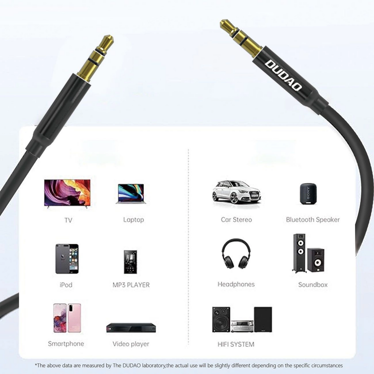 3.5mm Audio Cable - 3.5mm Dudao L12s, 1m, Black