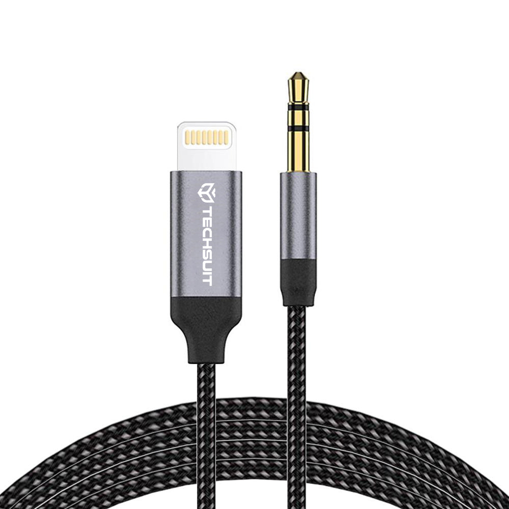 Аудио кабел Lightning - 3.5mm Techsuit AC10 SoundShell, 1.5m, Сив