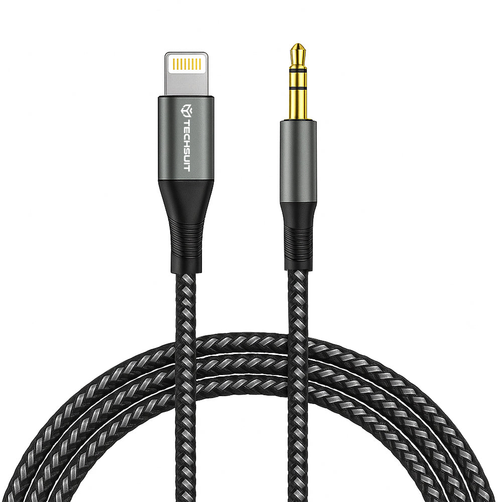 Аудио кабел Lightning - 3.5mm Techsuit AC17 NexaSound, 1m, Сив