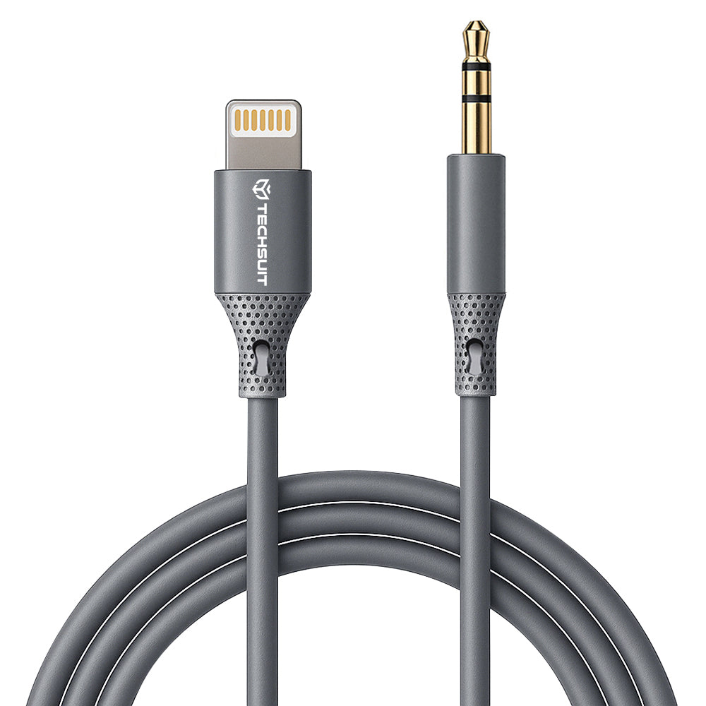Аудио кабел Lightning - 3.5mm Techsuit AC5 SoundFlex, 1m, Сив