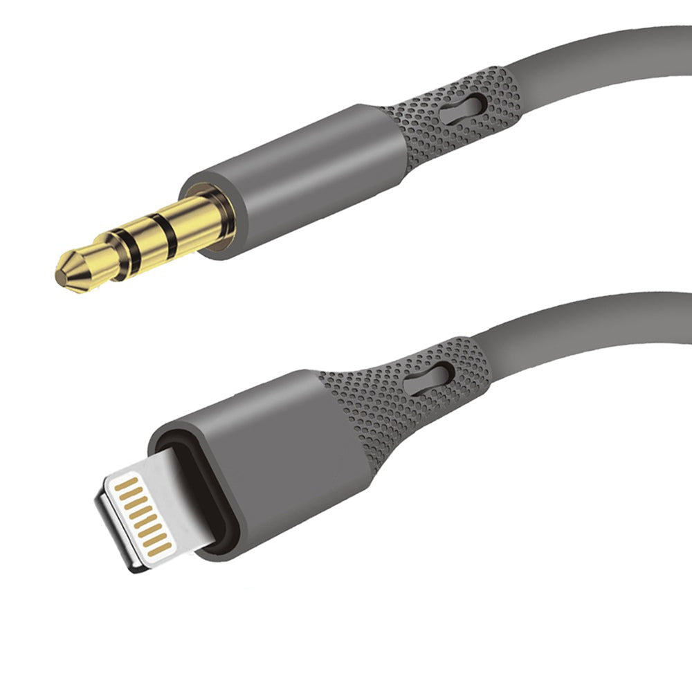 Аудио кабел Lightning - 3.5mm Techsuit AC5 SoundFlex, 1m, Сив