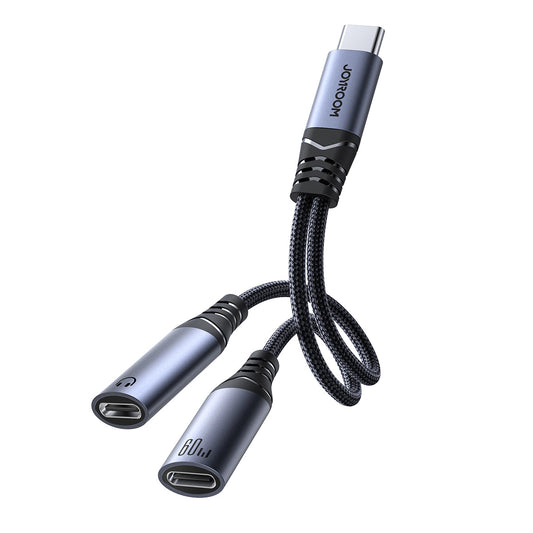Аудио кабел USB-C - 2 x USB-C Joyroom SY-C03, 0.14m, Черен