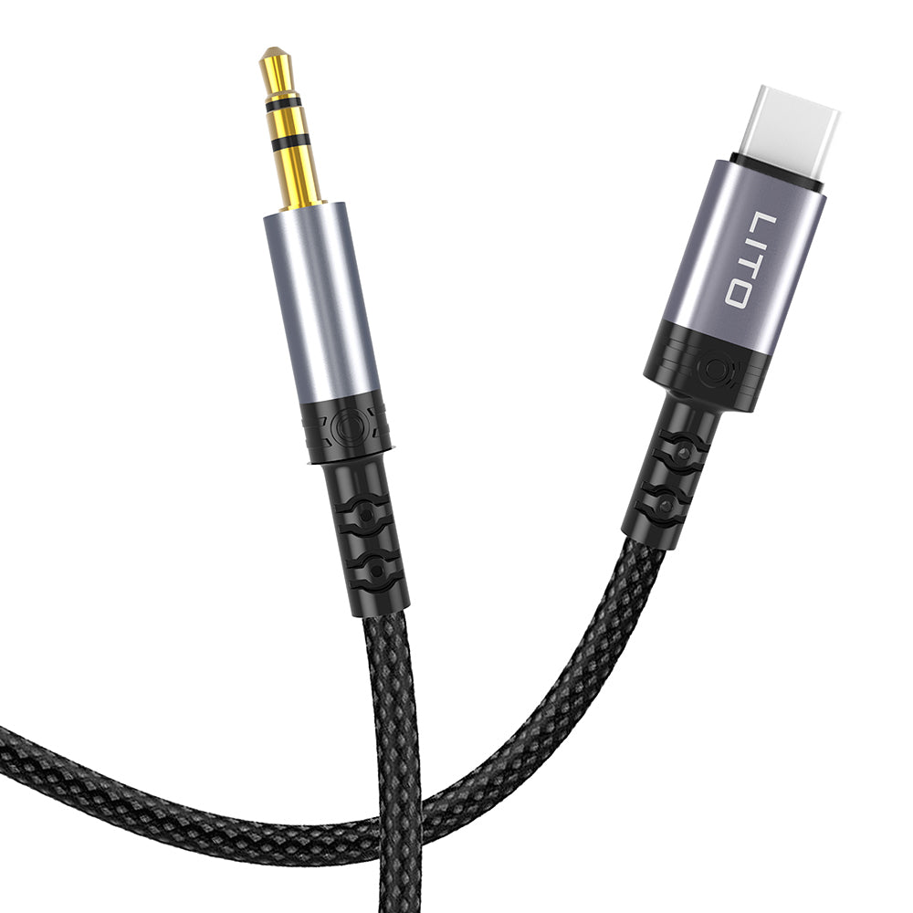 Аудио кабел USB-C - 3.5mm Lito LA01T, 1m, Черен