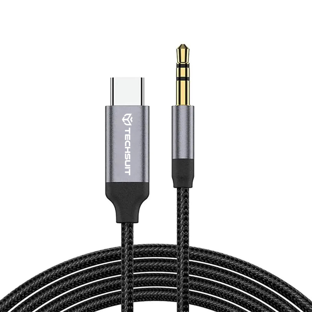 Аудио кабел USB-C - 3.5mm Techsuit AC11 FuseXound, 0.5m, Сив