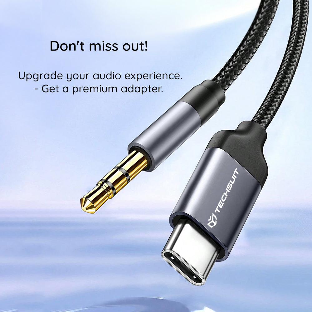 Аудио кабел USB-C - 3.5mm Techsuit AC11 FuseXound, 0.5m, Сив