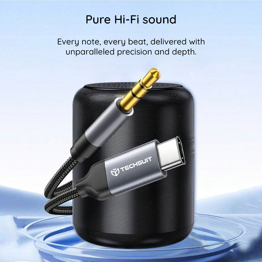 Аудио кабел USB-C - 3.5mm Techsuit AC11 FuseXound, 0.5m, Сив