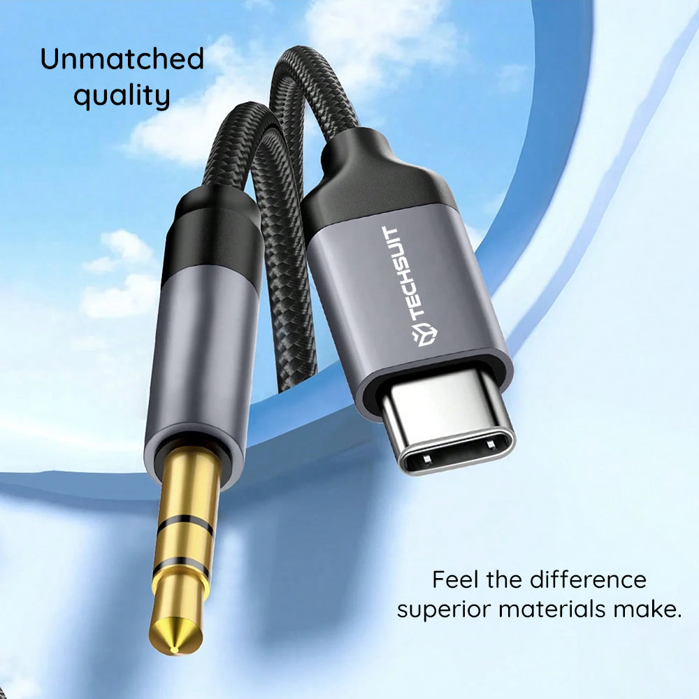 Аудио кабел USB-C - 3.5mm Techsuit AC11 FuseXound, 0.5m, Сив