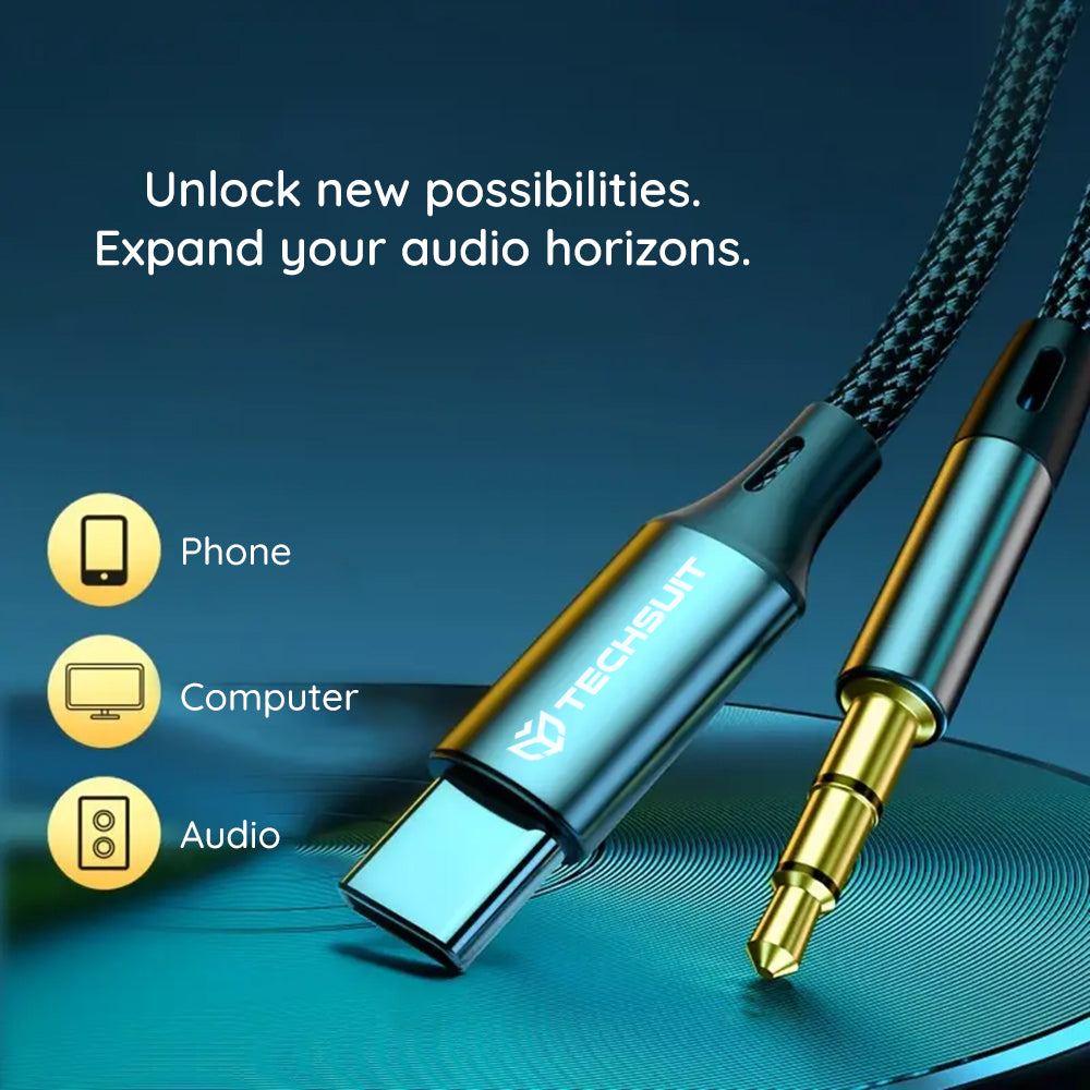 Аудио кабел USB-C - 3.5mm Techsuit AC11 FuseXound, 0.5m, Сив