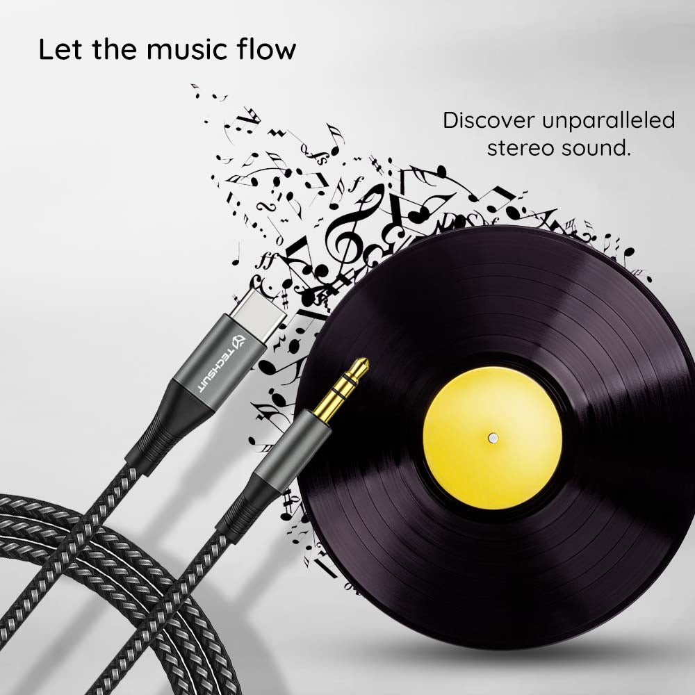Аудио кабел USB-C - 3.5mm Techsuit AC16 NexaSound, 1m, Сив