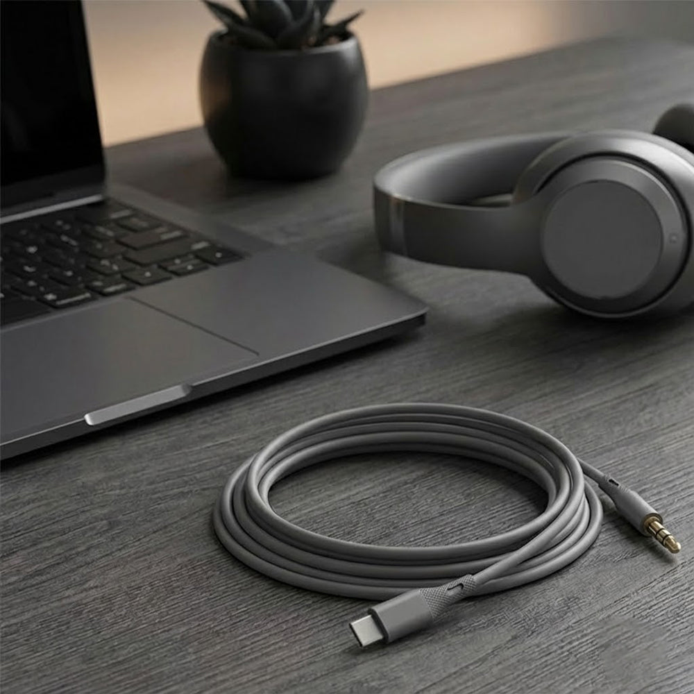 USB-C to 3.5mm Techsuit AC4 SoundFlex Audio Cable, 1m, Grey