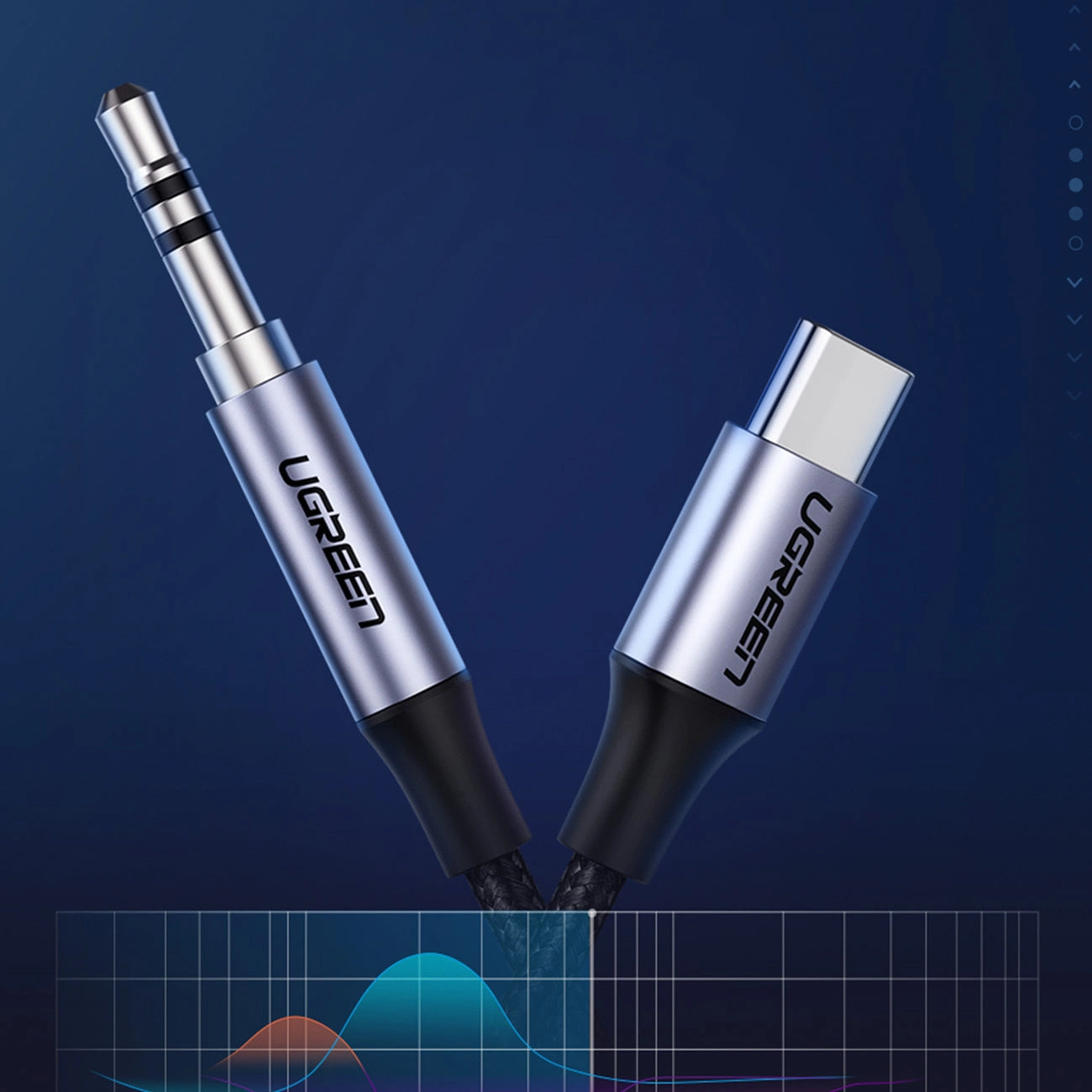 Аудио кабел USB-C - 3.5mm UGREEN AV143, 1m, Сив