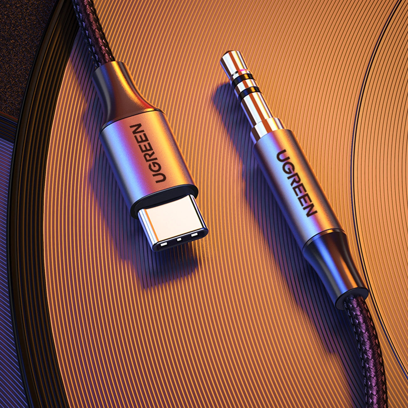 Аудио кабел USB-C - 3.5mm UGREEN AV143, 1m, Сив