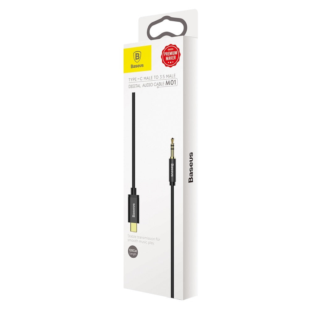 Аудио кабел USB-C - 3.5mm Baseus Yiven M01, 1.2m, Черен CAM01-01