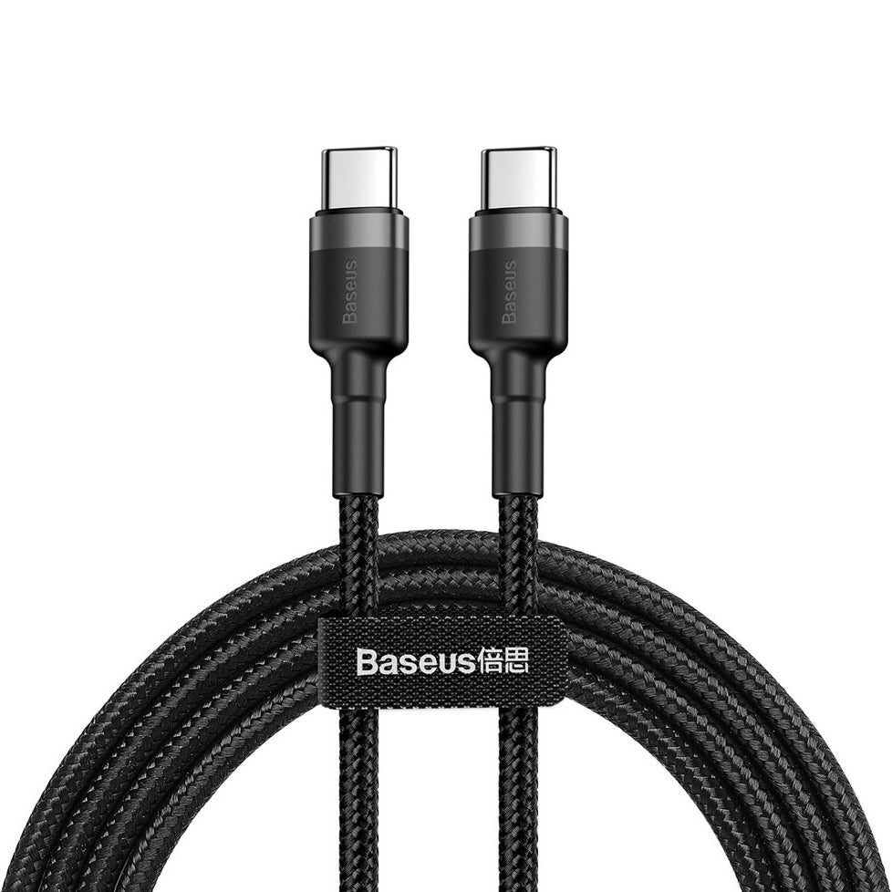 Кабел за данни и зареждане USB-C - USB-C Baseus Cafule, 60W, 2м, Черен CATKLF-HG1