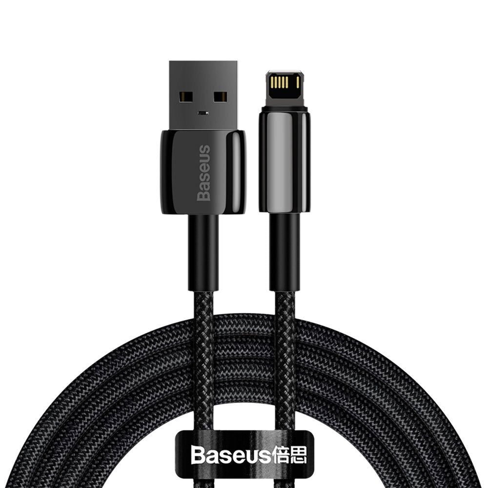Кабел за данни и зареждане Baseus Tungsten Tungsten Gold USB към Lightning, 2 м, 2,4 А, черен CALWJ-A01