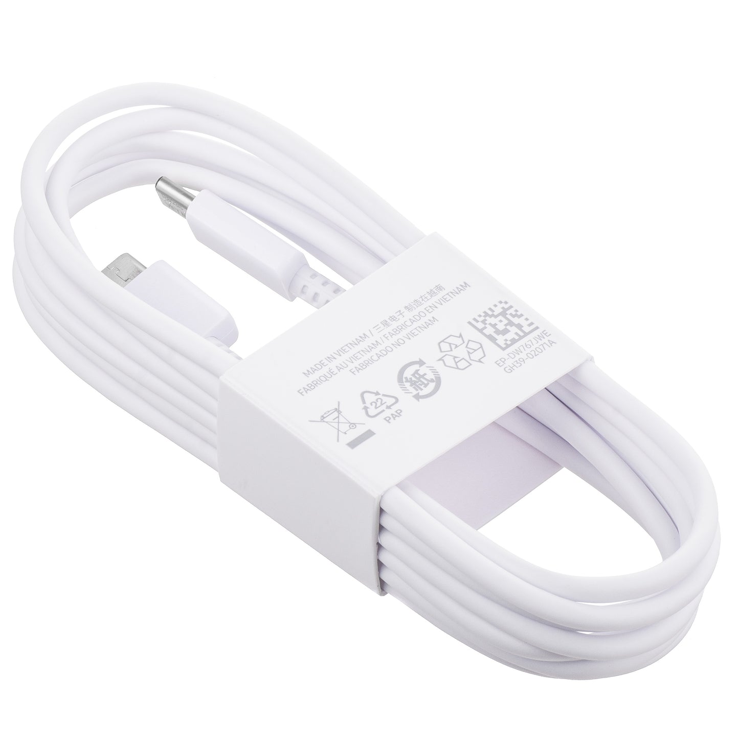Кабел за данни и зареждане USB-C - USB-C Samsung EP-DW767JWE, 25W, 1.8m, Бял GP-TOU021RFCWW