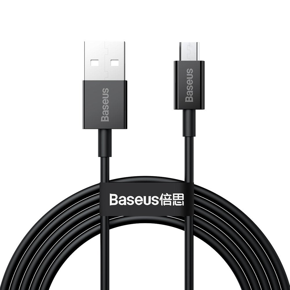 Кабел за данни и зареждане Baseus Superior Series USB-A към microUSB, 18W, 2 m, черен CAMYS-A01
