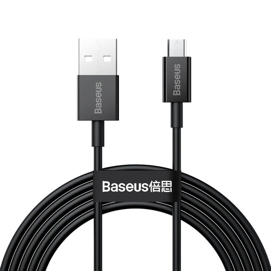 Кабел за данни и зареждане Baseus Superior Series USB-A към microUSB, 18W, 2 m, черен CAMYS-A01