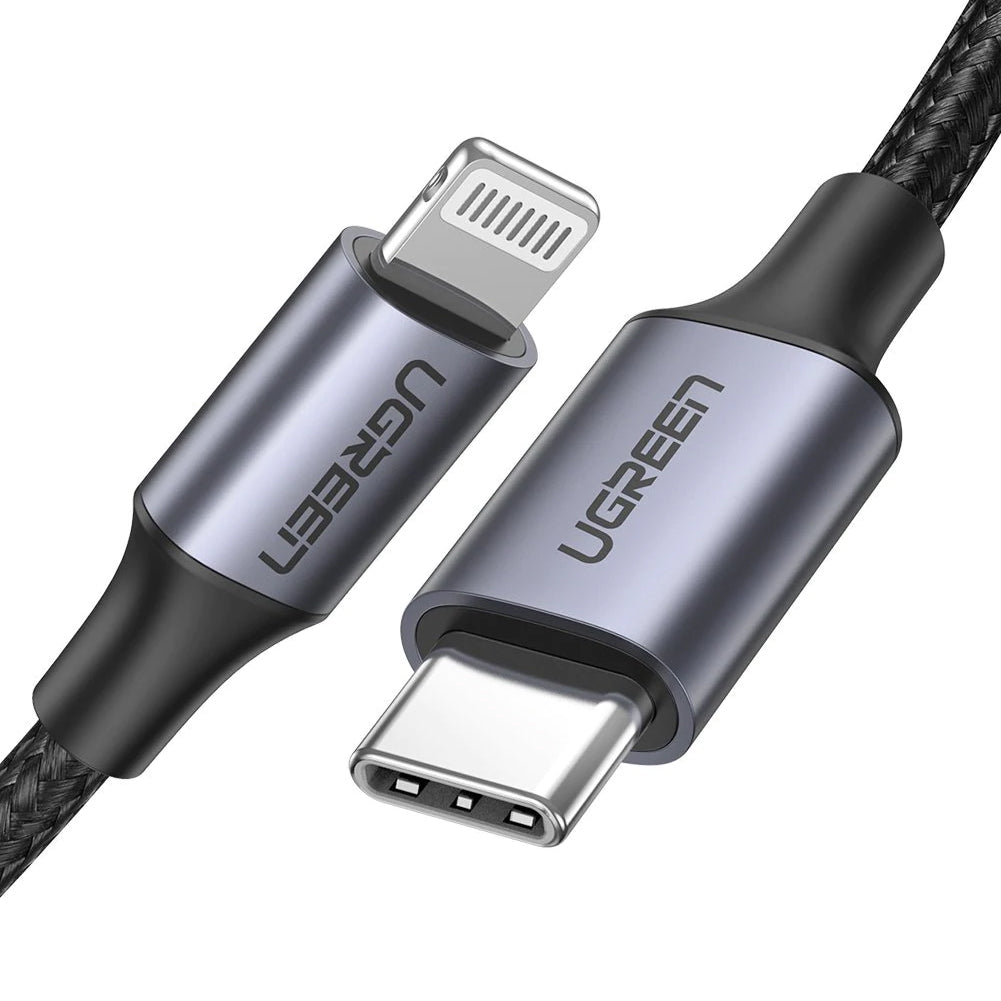 Кабел за данни и зареждане USB-C - Lightning UGREEN US304, 20W, 1m, Черен