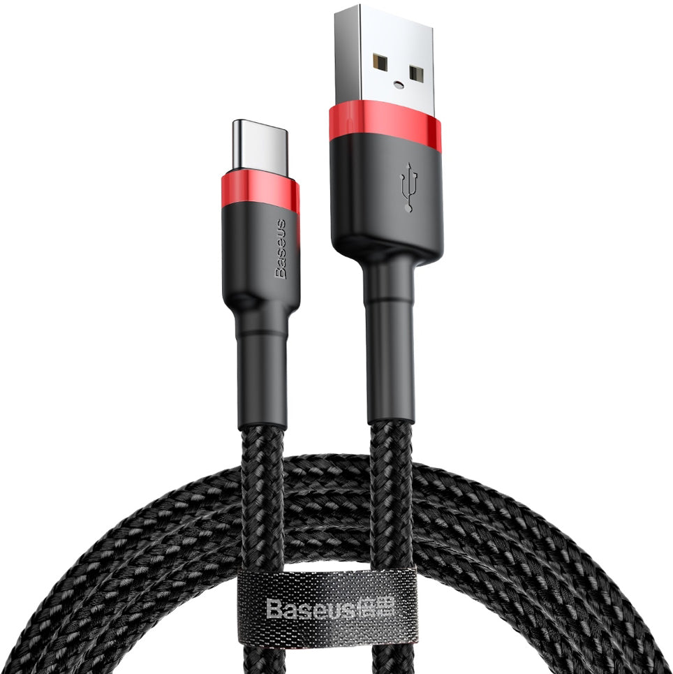 Кабел за данни и зареждане USB-A - USB-C Baseus Cafule, 60W, 0.5m, Червен CATKLF-A91