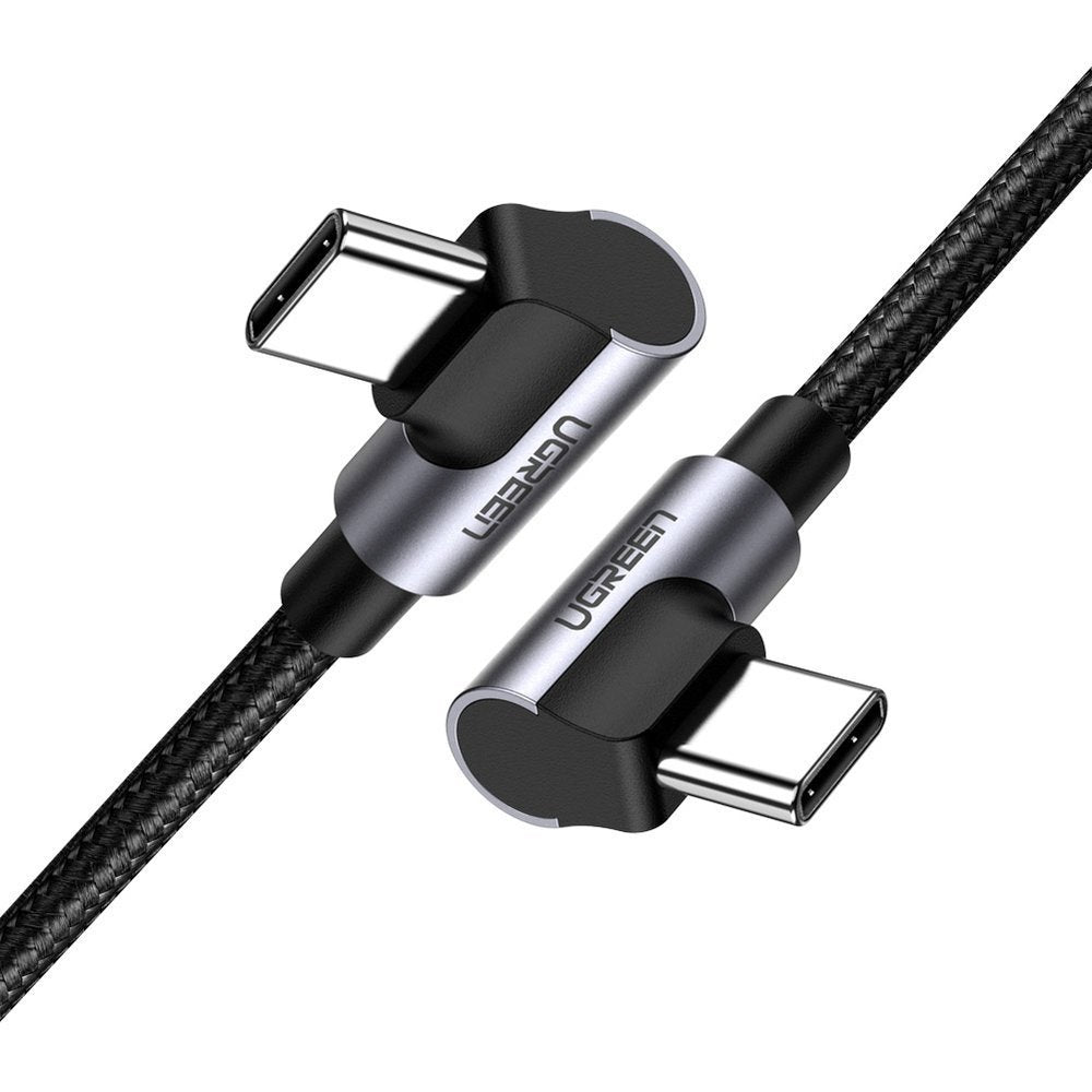 USB-C кабел за данни и зареждане - USB-C UGREEN US323 USB-C ъглов, 60W, 1m, черен