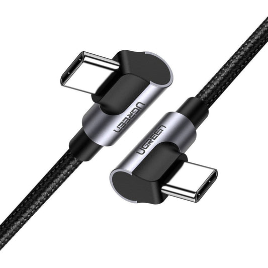 USB-C кабел за данни и зареждане - USB-C UGREEN US323 USB-C ъглов, 60W, 1m, черен