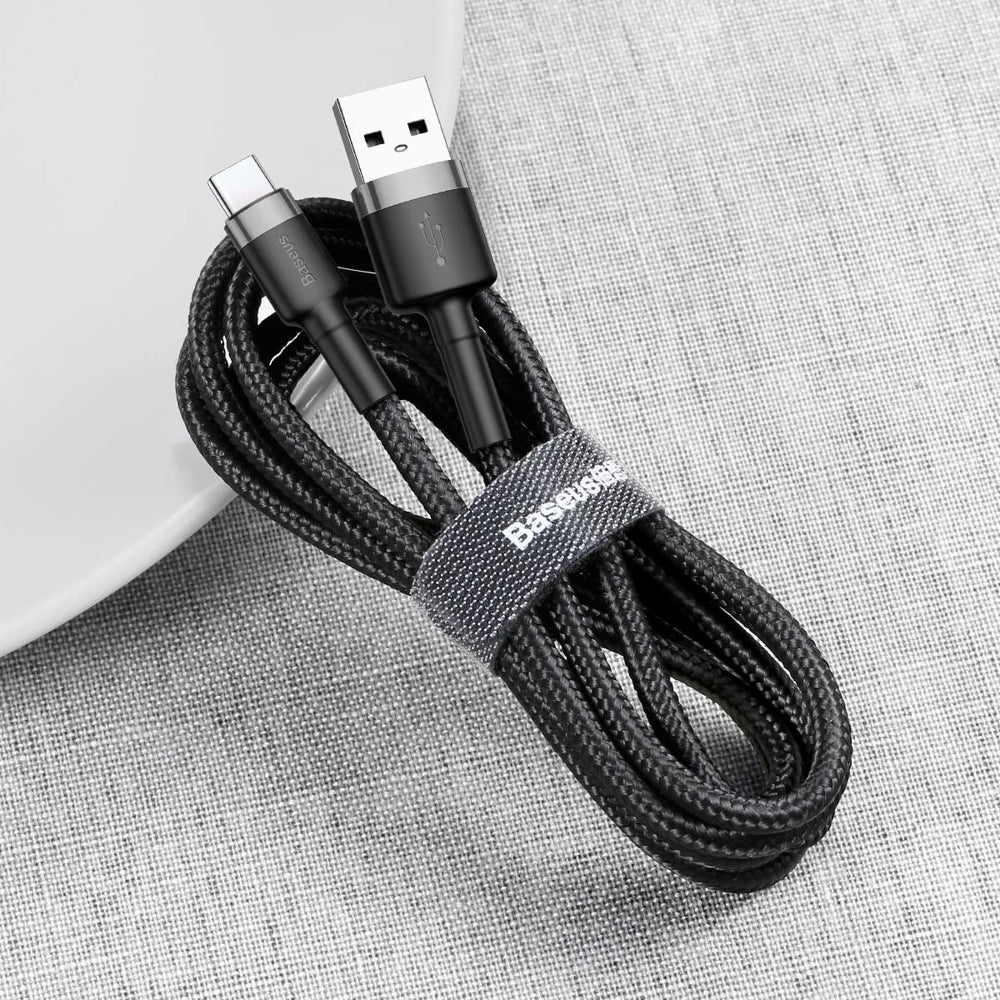 Кабел за данни и зареждане USB-A - USB-C Baseus Cafule, 60W, 0.5m, Черен CATKLF-AG1