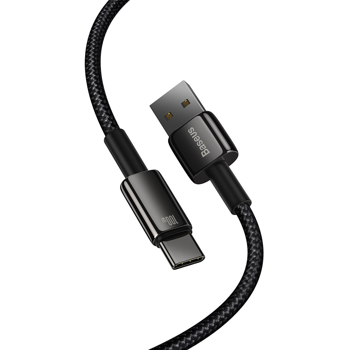 USB-A към USB-C Baseus Tungsten Gold, 100W, 2m, черен CAWJ00010101