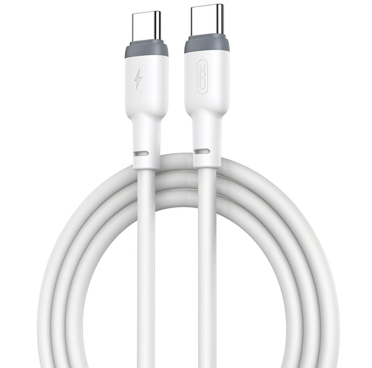 USB-C кабел за данни и зареждане - USB-C XO Design NB208B, 60W, 1m, бял