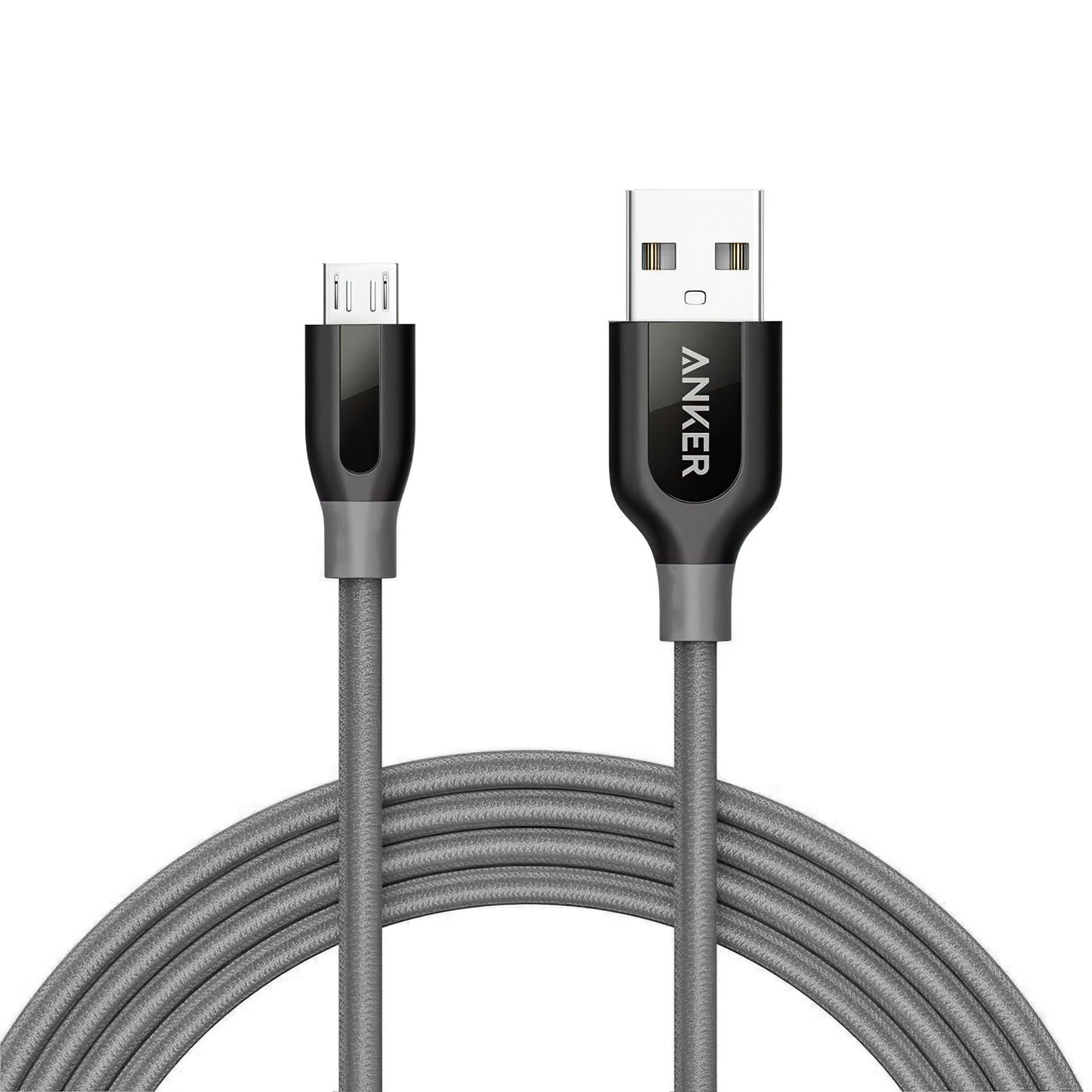 Кабел за данни и зареждане USB-A - microUSB Anker PowerLine+, 18W, 1.8m, Сив A8143HA1