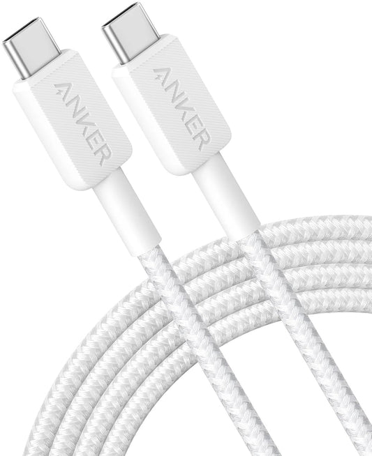USB-C кабел за данни и зареждане - USB-C Anker 322, 60W, 0,9 м, бял A81F5G21