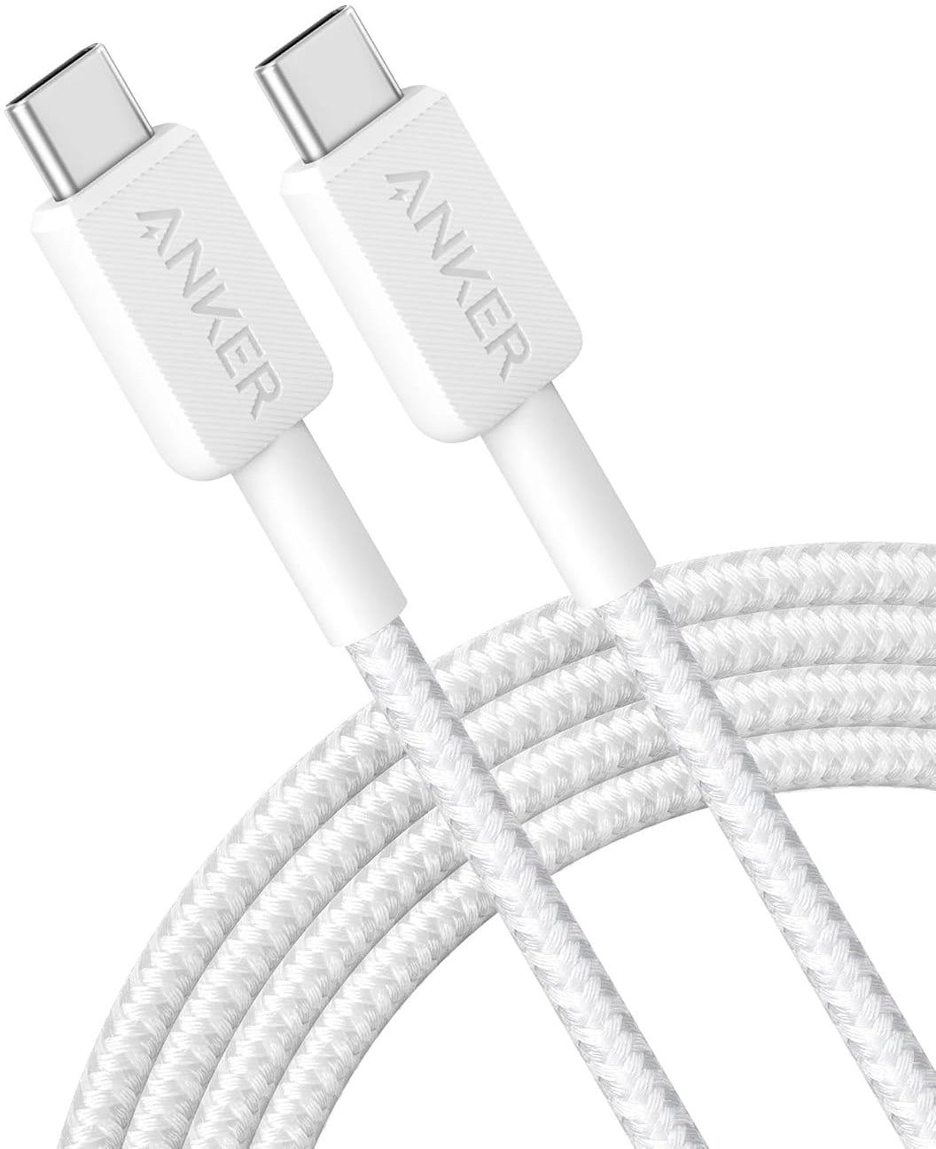 Кабел за данни и зареждане USB-C - USB-C Anker 322, 60W, 1.8m, Бял A81F6G21