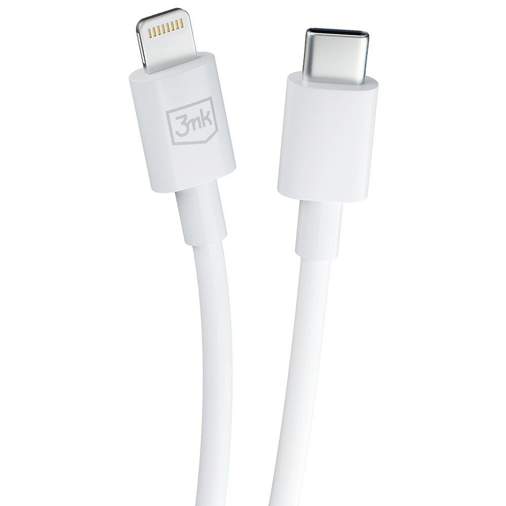 Кабел за данни и зареждане USB-C - Lightning 3MK Hyper, 20W, 1.2м, бял
