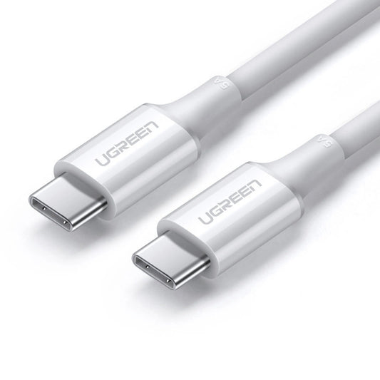 USB-C кабел за данни и зареждане - USB-C UGREEN US300, 100W, 1 м, бял