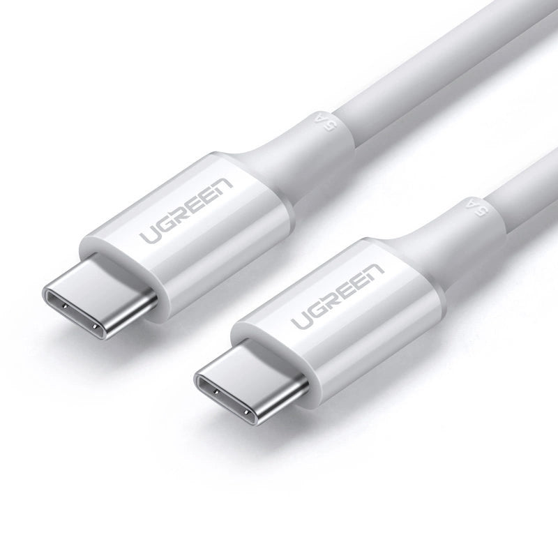 USB-C кабел за данни и зареждане - USB-C UGREEN US300, 100W, 1 м, бял