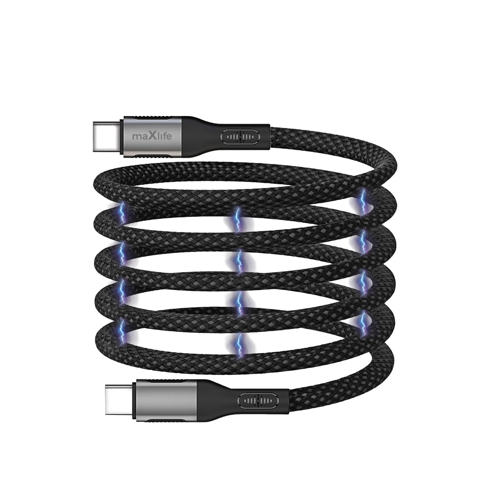 Кабел за данни и зареждане USB-C - USB-C MaXlife MXUC-11 Magnetic, 100W, 1m, Черен