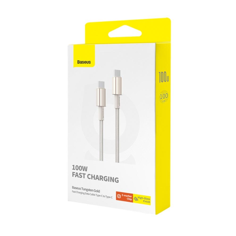 Кабел за данни и зареждане USB-C - USB-C Baseus Tungsten Gold, 100W, 1m, Златист P10319800G21-00