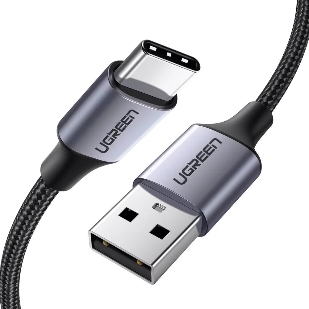Кабел за данни и зареждане USB-A - USB-C UGREEN US288, 18W, 0.25m, Черен