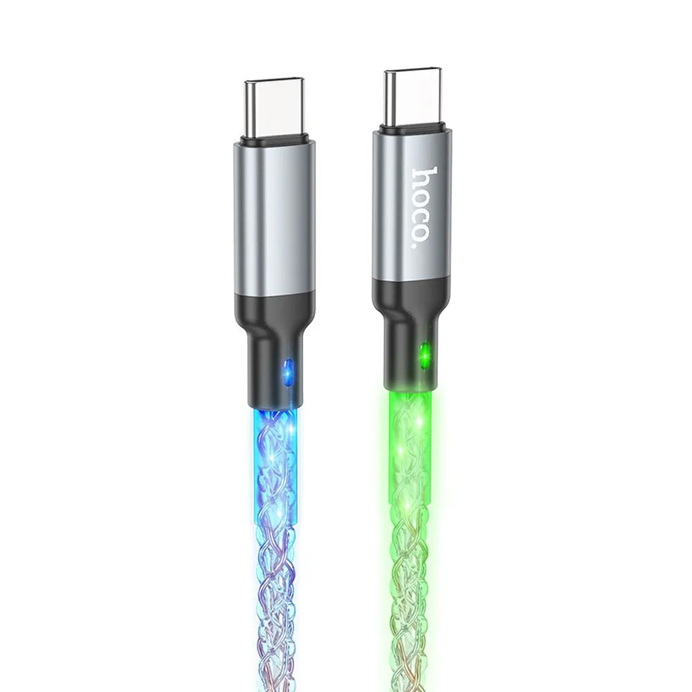 Кабел за данни и зареждане USB-C - USB-C HOCO U112, 60W, 1m, Сив