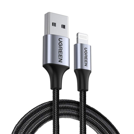Кабел за данни и зареждане USB-A - Lightning UGREEN US199, 18W, 1m, Сив