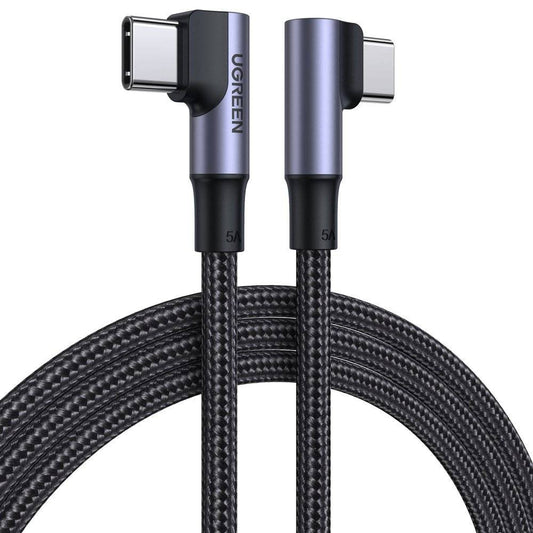 Кабел за данни и зареждане USB-C - USB-C UGREEN US335 Angled, 100W, 2m, Черен