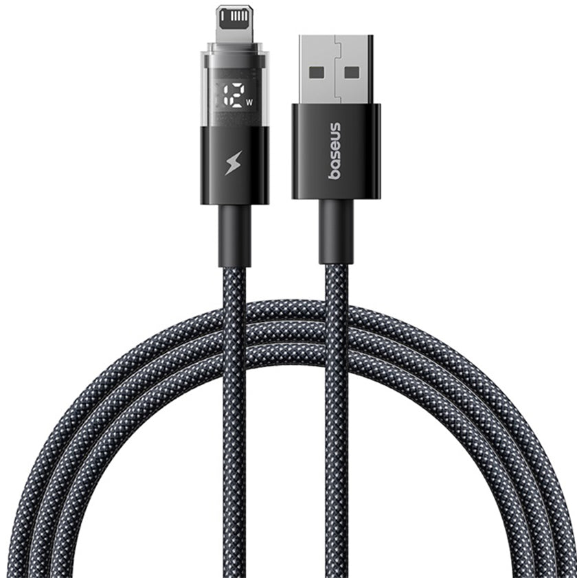 USB-A to Lightning Baseus Display 2 Data and Charging Cable, 18W, 1m, Black P10382700121-00