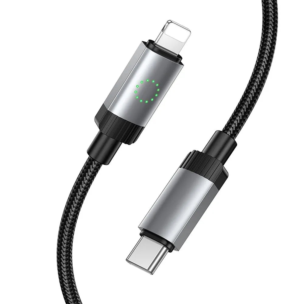 Кабел за данни и зареждане USB-C - Lightning HOCO X117, 27W, 1м, Черен