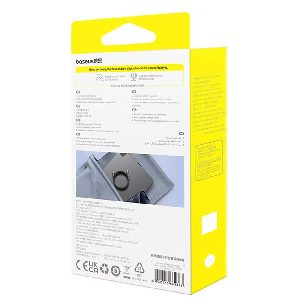 Кабел за данни и зареждане USB-C - USB-C Baseus Tungsten Gold, 100W, 1m, Черен P10319805111-00