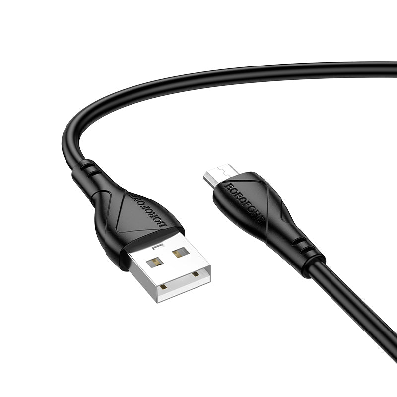 Кабел за данни и зареждане USB-A - microUSB Borofone BX121 Energy, 18W, 1m, Черен