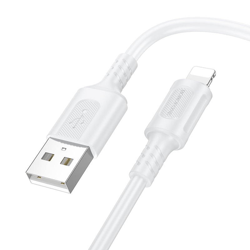 Кабел за данни и зареждане USB-A - Lightning Borofone BX111 Feliz, 18W, 1m, Бял