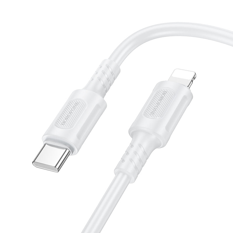 Кабел за данни и зареждане USB-C - Lightning Borofone BX111 Feliz, 27W, 1m, Бял