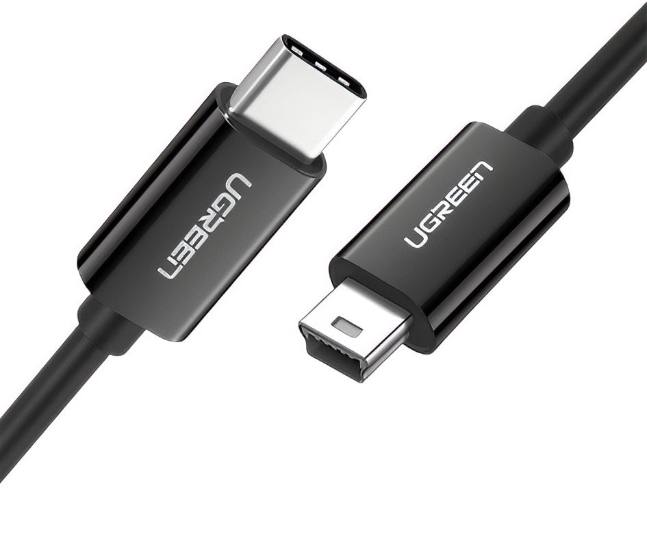 Кабел за данни и зареждане USB-C - miniUSB UGREEN US242, 18W, 1m, Черен