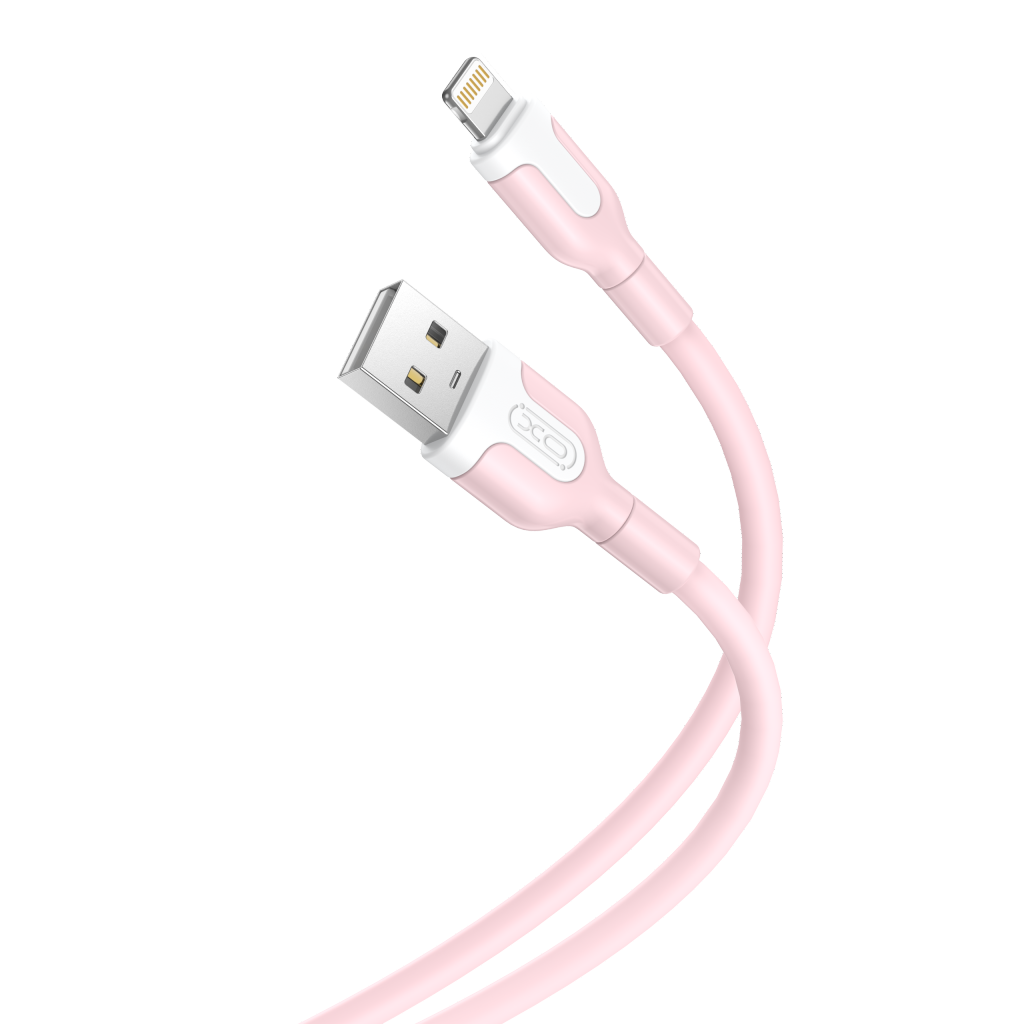 Кабел за данни и зареждане USB-A - Lightning XO Design NB212, 18W, 1m, Розов