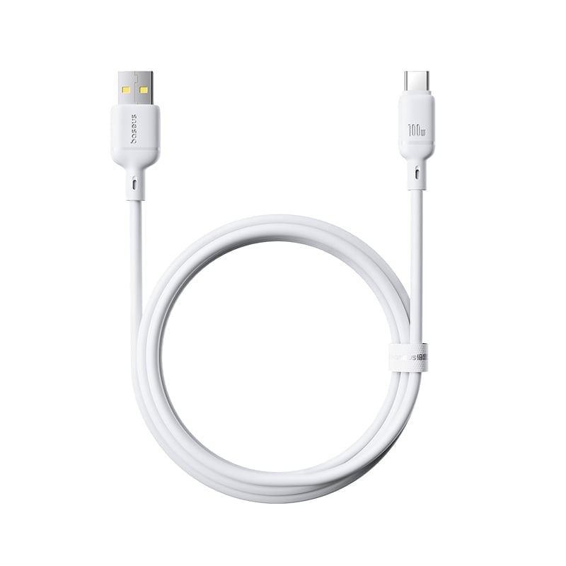 Кабел за данни и зареждане USB-A - USB-C Baseus Silky, 100W, 1m, Бял P10377703213-00